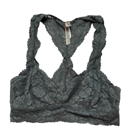 Free People Other - INTIMATELY FREE PEOPLE Gray Lace Bralette Size Small Racerback Unlined Wireless